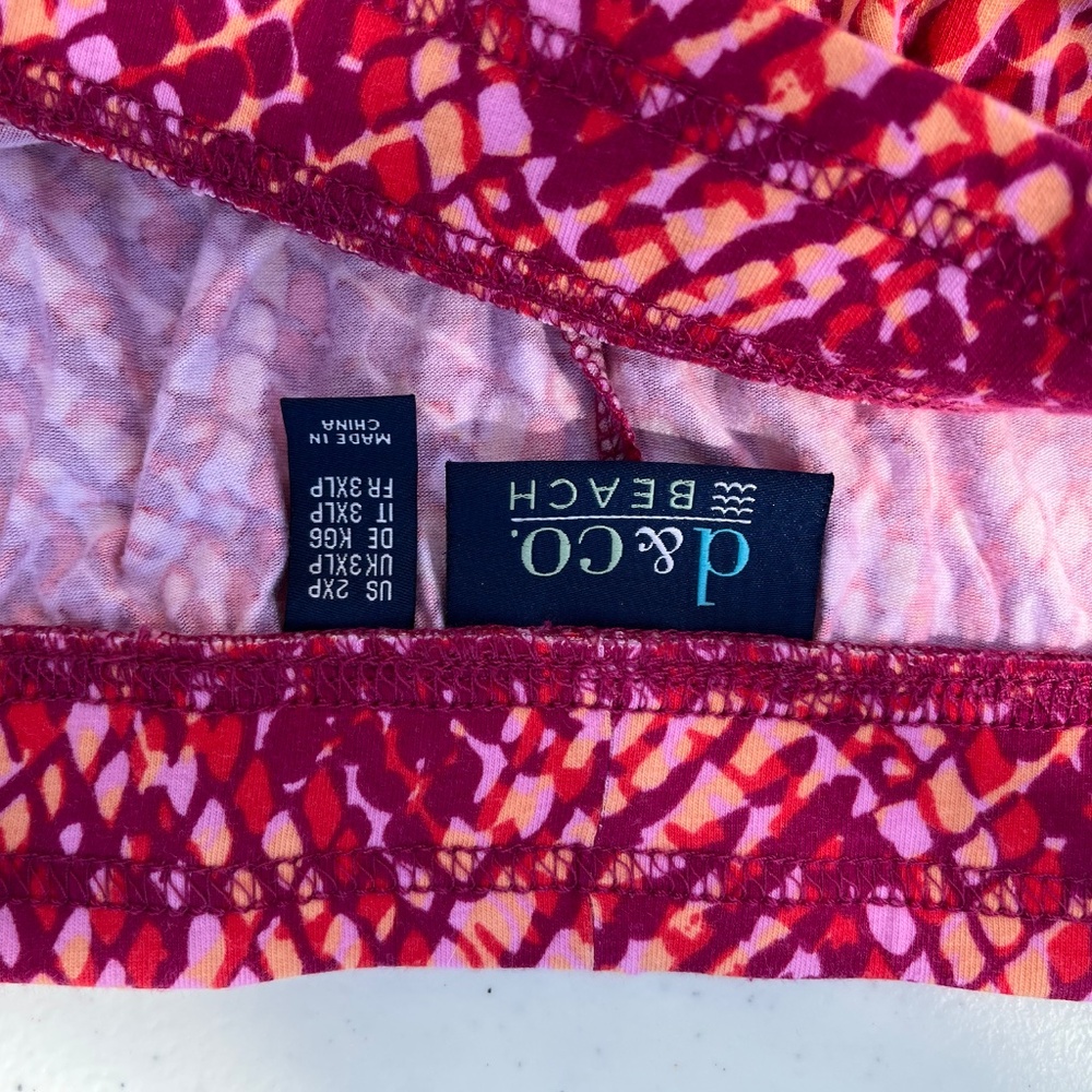 d&co Beach Plus Size 2XP Cropped Pants Pink Red Print Pull-On Stretch Casual - Picture 6 of 9